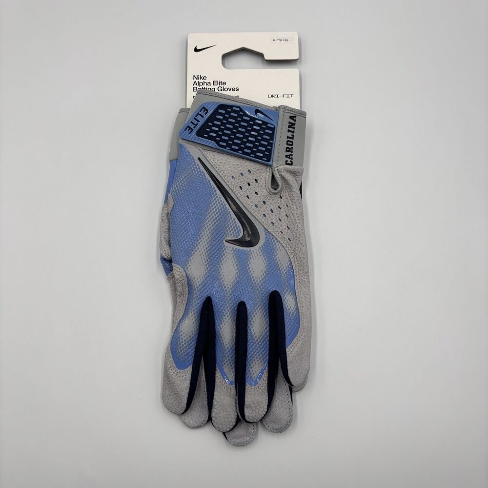 Mens Size XL North Carolina Tar Heels Nike Alpha Elite Batting Gloves FB4180-094